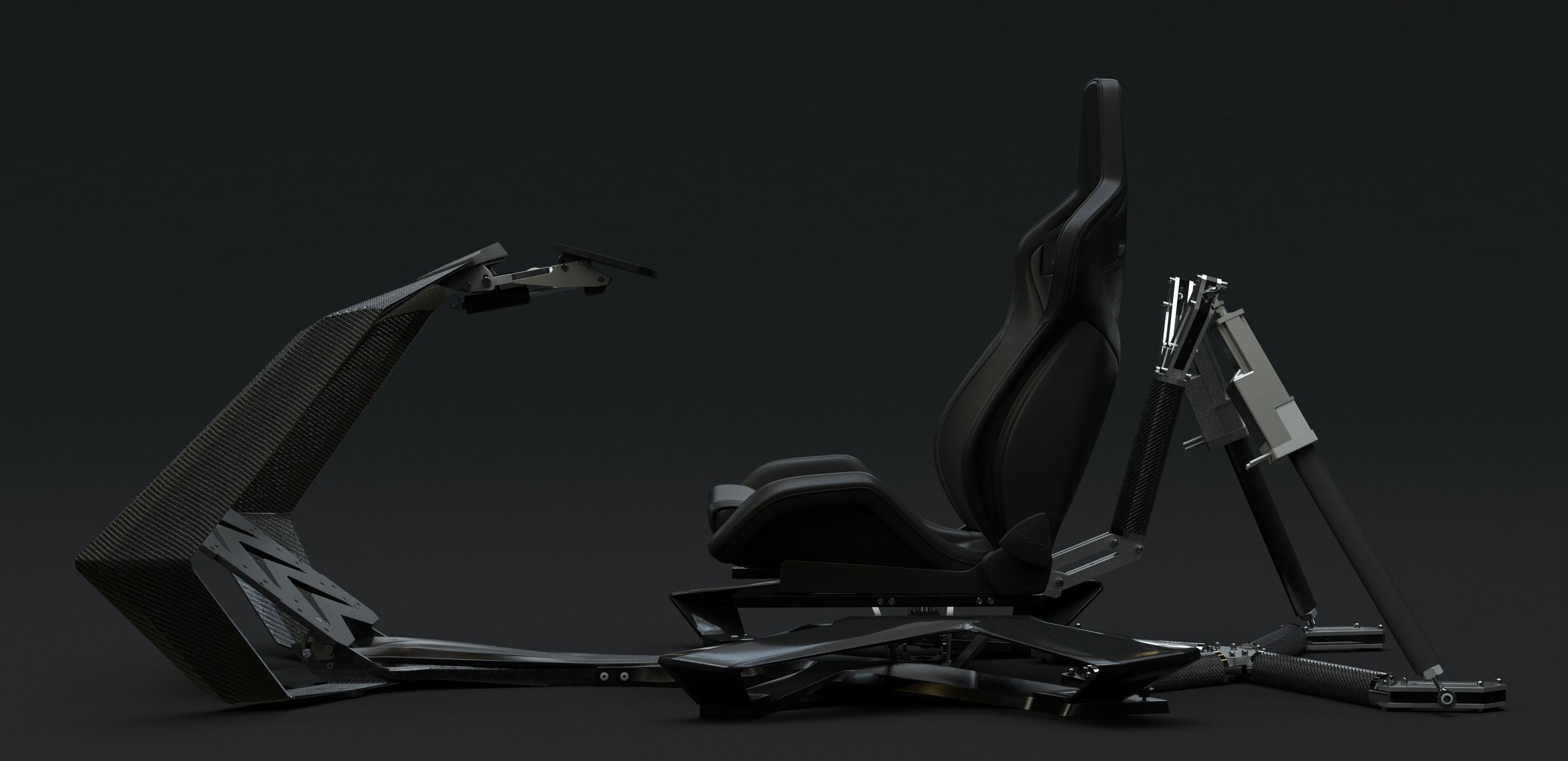 GTSEAT P47 carbon-fibre sim-racing cockpit in a dark studio